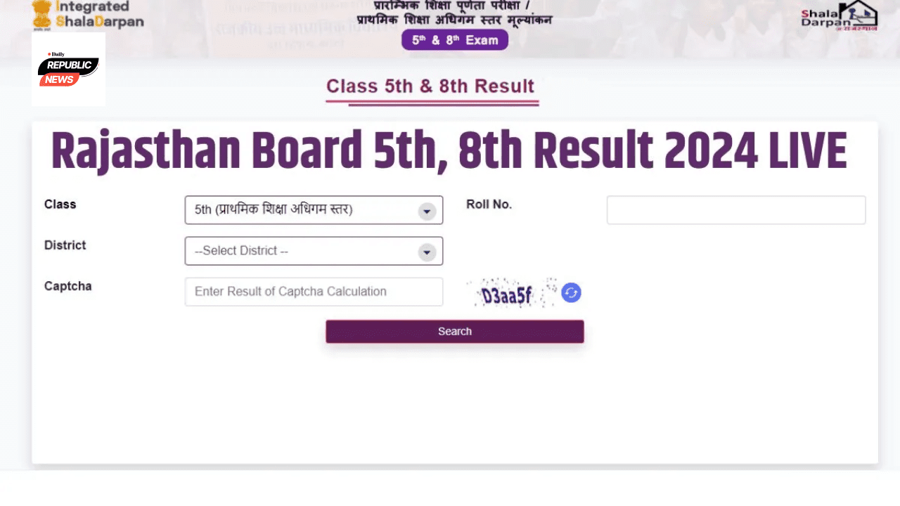 RBSE Rajasthan 5th, 8th Result 2024 LIVE